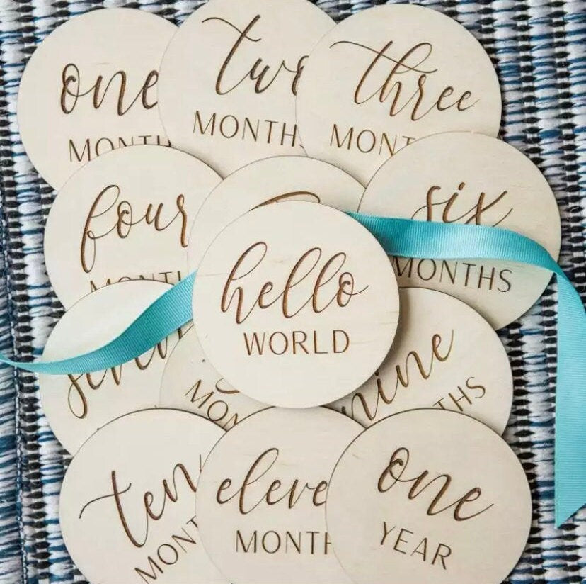 Personalized Wooden | Monthly Baby Milestone Discs | Milestone Markers ...